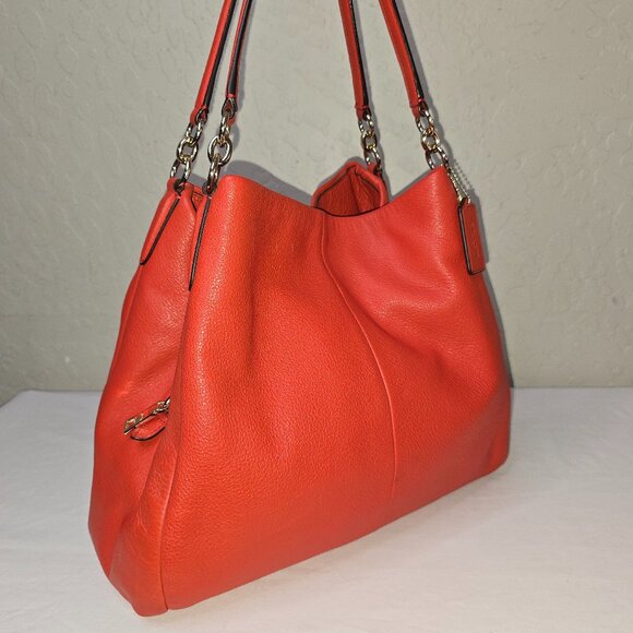 Coach Madison Phoebe Tomato Red Pebbled Leather 3 Compartment Hobo Bag F35723 - Picture 10 of 15